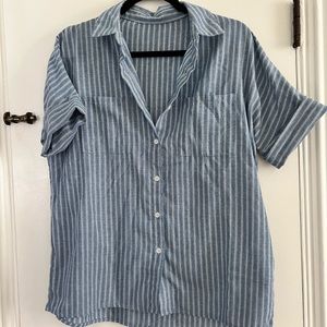 Oversized short sleeved linen button up.